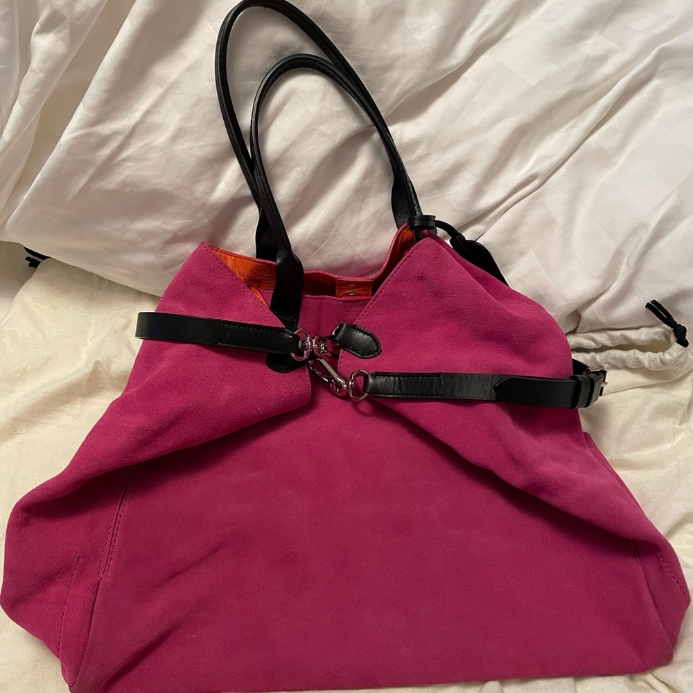 Never used suede pink Cole Haan tote/crossbody.